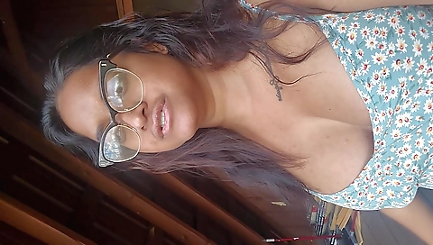 Amateur brunette with huge tits and a natural body