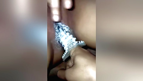 Hot amateur babe with a small tits rubs her pussy with a toy