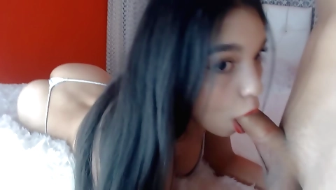 Indian girl giving blowjob with a big dick in her mouth 096