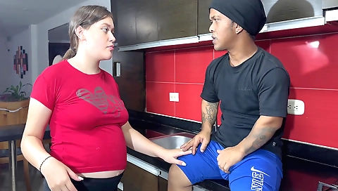Indian step sister is in the kitchen with her hubby