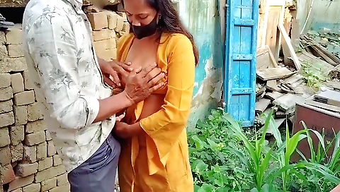 Indian stepsister gets her vegetables and has outdoor sex