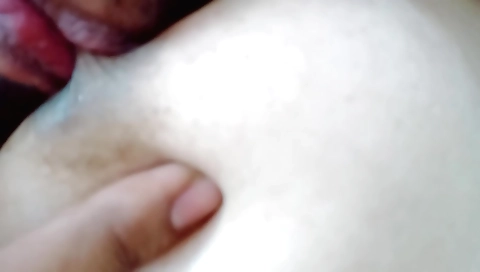Indian girl rides her pussy with a large natural tits