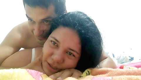Indian milf fucked in white lingerie on a white bed