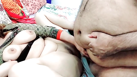 Busty brunette caught her stepson masturbating in her bra