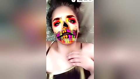 Busty indian brunette shows off her huge tits and pussy