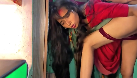 Indian brunette with a hot face fucked in a private video