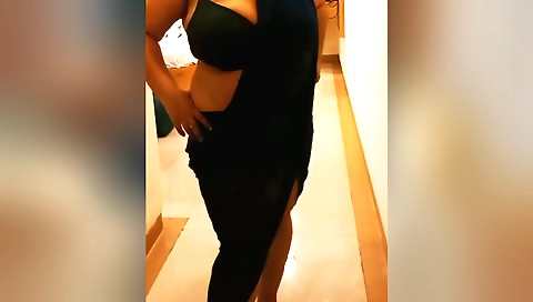 Sexy big boobed brunette with huge tits showing off