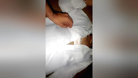 Indian teen with a small shaved pussy giving a handjob