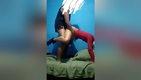 Indian girl in swimsuit gives a blowjob on a webcam