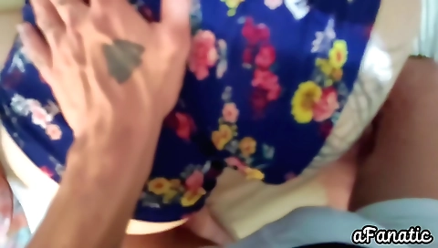 A gorgeous and fat woman in a white dress enjoys her ass