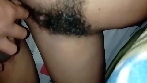Hairy pussy for stepbrother's amateur fetish video