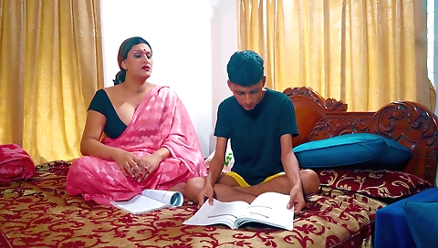 Indian stepmom teaching her stepson how to make out