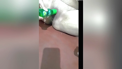 Busty teen put on a sexy toy in homemade porn video