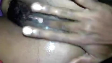 Indian woman with natural body makes homemade audio video