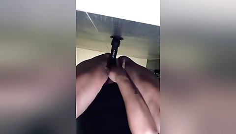 Black dildo is going to be used by this sexy indian solo girl