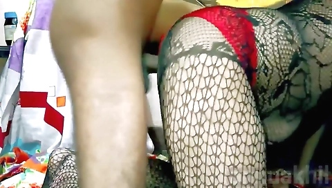 Indian horny maid rides handsome stepbrother in stockings