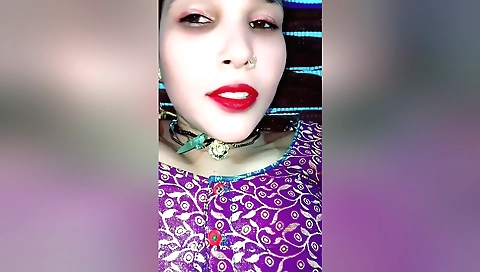 Indian slut with big tits is on her knees in her village