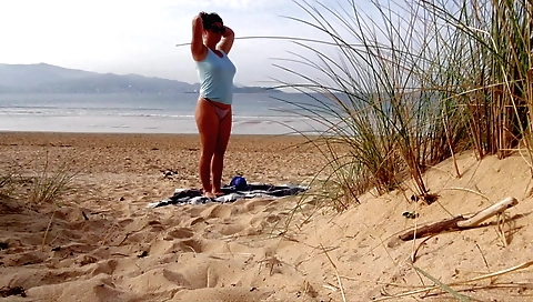 Outdoor masturbation video show of naked brunette porn video