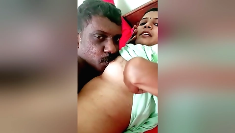Busty amateur brunette making love to her boyfriend