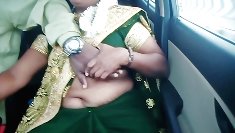 Sexy Indian girl talks with her boyfriend in the car