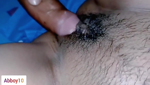 Brunette girl gets her hairy pussy filled with a hot cock