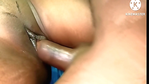 Naughty girl is cumming with an old toy on a couch