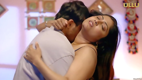 Indian milf 18+ is making out with her guy in the bedroom