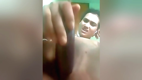 Indian girl masturbating with her big dildo on cam