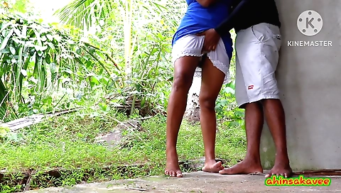 Stepmom fucks her stepson in an outdoor homemade scene