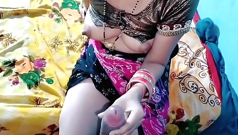 Indian brunette handjob video 1 of 3 with hairy pussy