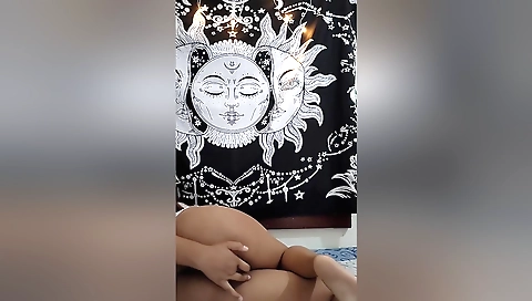 Sexy brunette shows off her ass while making a webcam vid