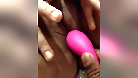 Indian girl sucks dildo and rides toy in front of the camera
