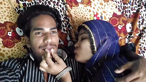 Indian short-haired teen getting her man's dick hard