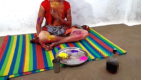 Indian hairy girl with big natural tits is playing with dick