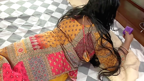 Indian brunette with a fat ass and a round ass is fucked