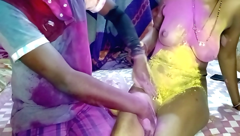 Indian babe in a dress and stockings fucked by stepbrother