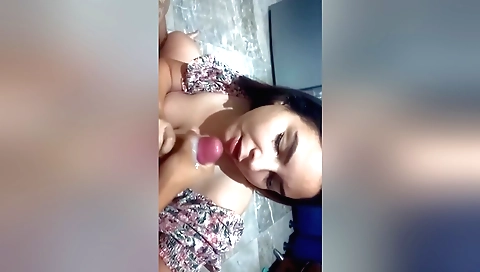 Brunette milf gets her boyfriend to stop telling her