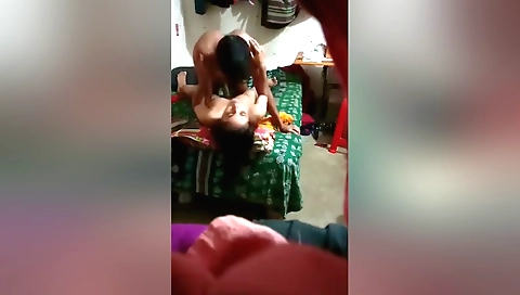 Indian bitch with a black hair plays with a big cock on webcam